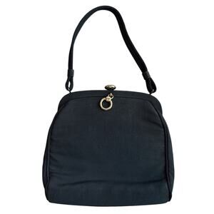 VNTG 1950s JR USA Black Handbag Evening Bag W. Mini Wallet Attachment